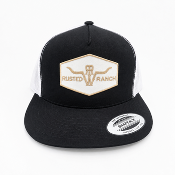 Rusted Ranch Wear Iron Flat Cap Black White