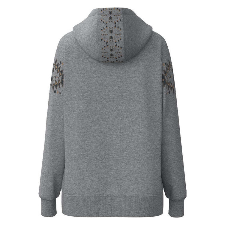 HOOey Eldorado Heather Grey Hoodie Aztec
