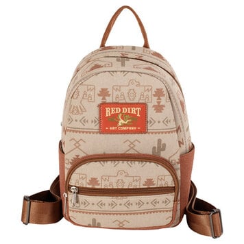 Red Dirt Hat Co Mini Backpack Tan Thunderbird Print