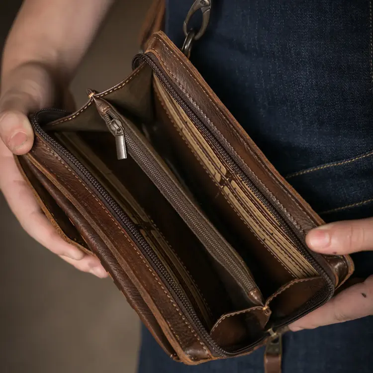 STS Ranchwear Bandera Chocolate Quickdraw Crossbody Wallet