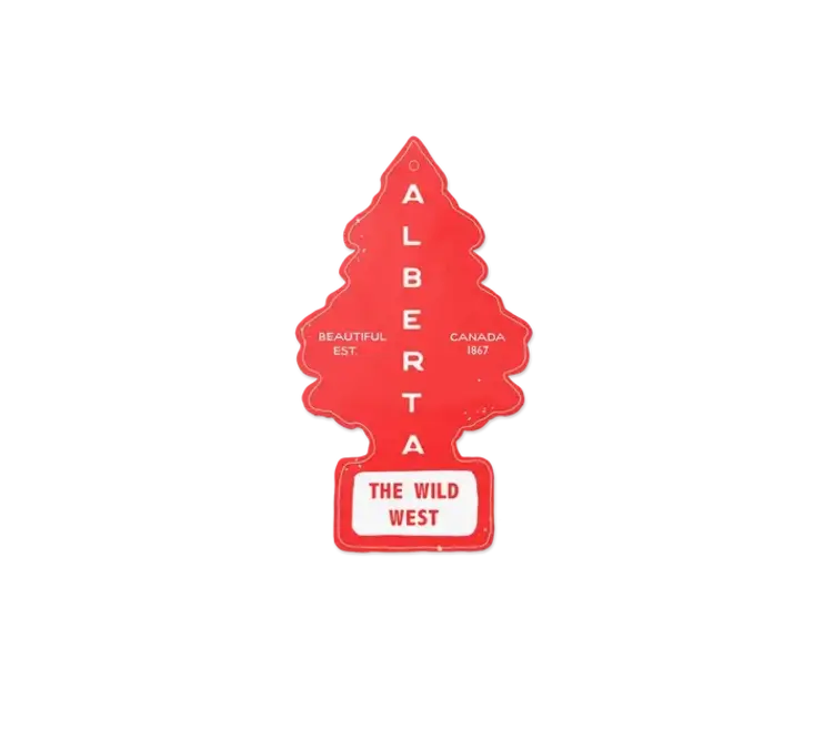 Waterproof Alberta Tree Sticker Red 3.5" x 2"