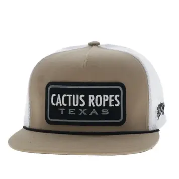HOOey Cactus Ropes 5 Panel Snapback Tan White