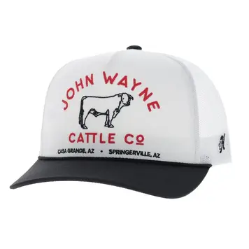 HOOey John Wayne 5 Panel Snapback White Black