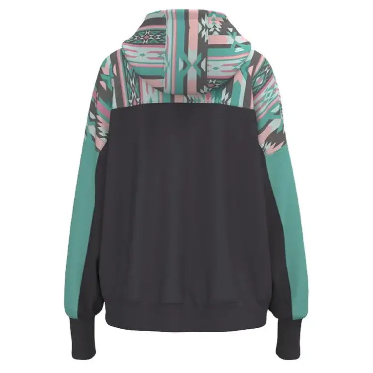 HOOey Casa Hoodie Charcoal Teal Aztec