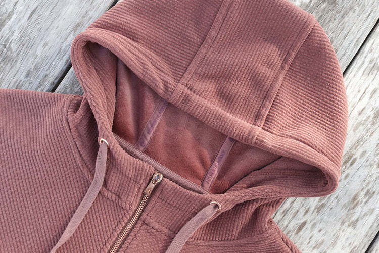 HOOey Cowgirl Corduroy Quarter Zip Hoodie Maroon