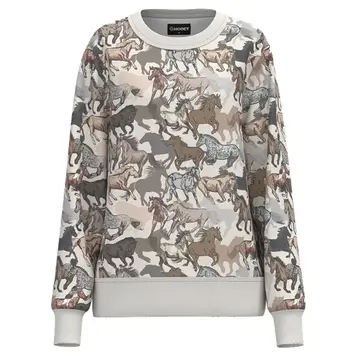 HOOey Youth Stallion Crew Pullover White Horse Print