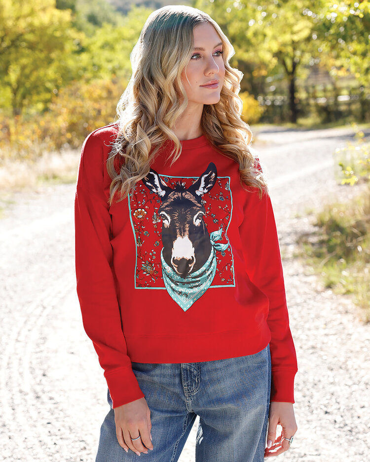 Cruel Denim Happy Donk Crewneck Sweatshirt Red