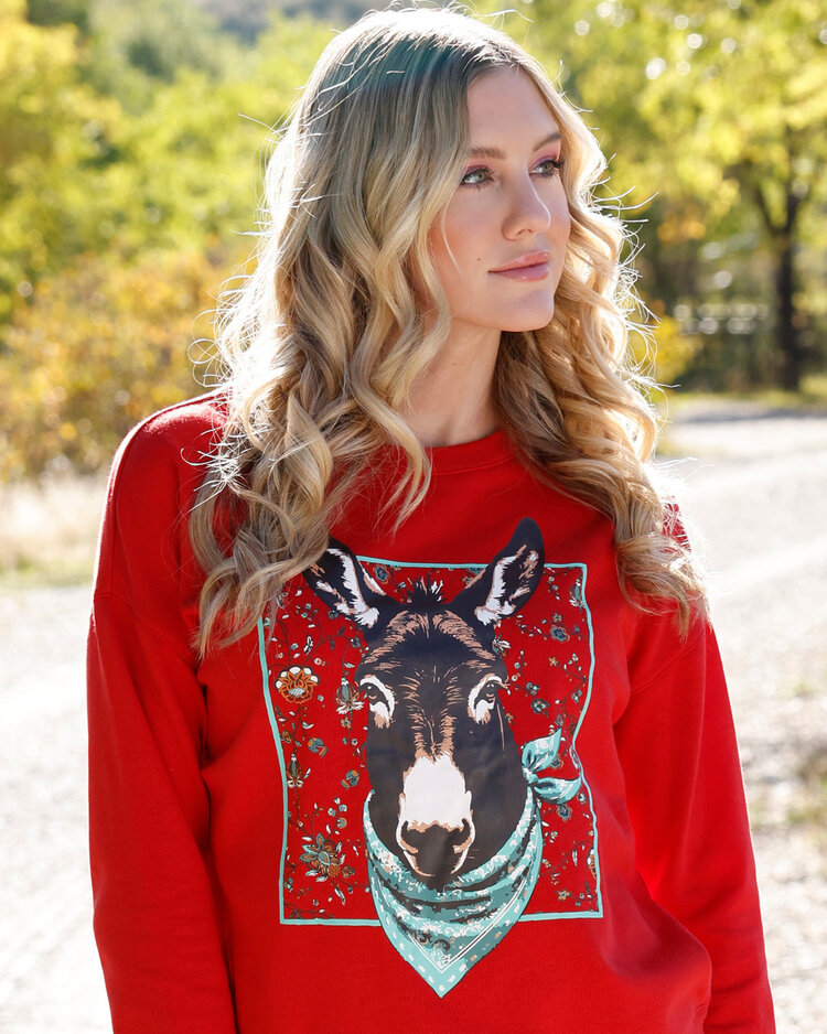 Cruel Denim Happy Donk Crewneck Sweatshirt Red
