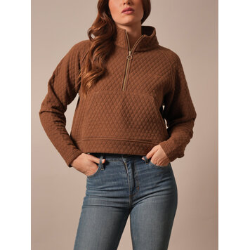 Kimes Ranch Rita Cropped Half Zip Dark Brown