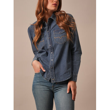 Kimes Ranch Frankie Snap Indigo Stripe