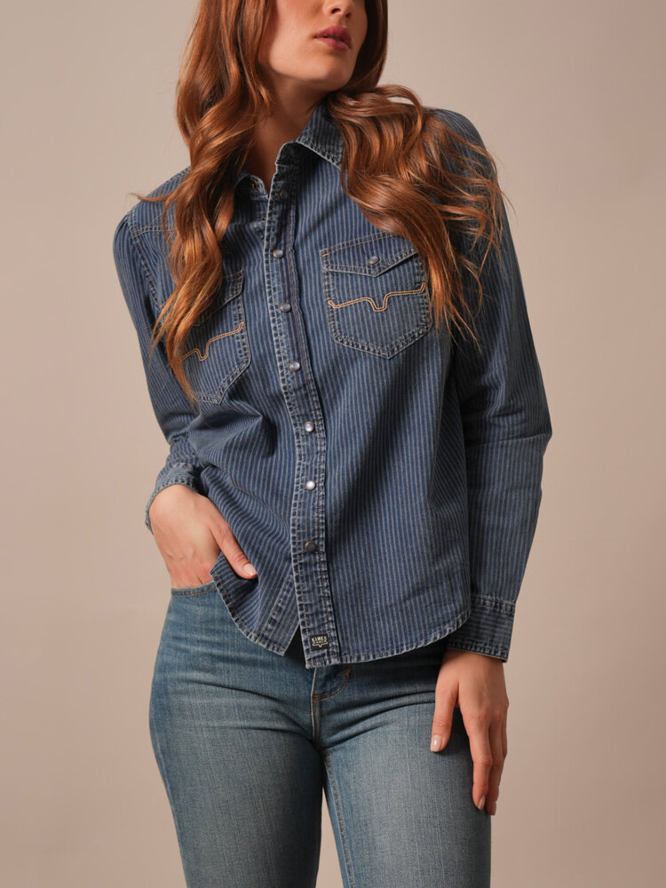 Kimes Ranch Frankie Snap Indigo Stripe