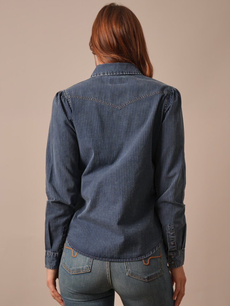 Kimes Ranch Frankie Snap Indigo Stripe