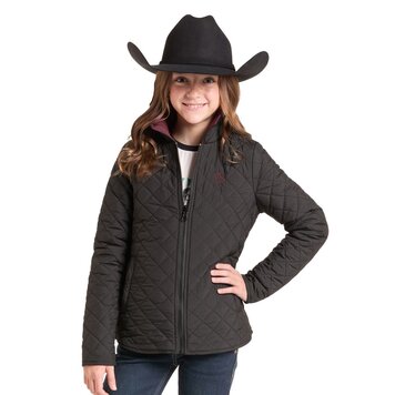 Powder River Youth Reversible Quilted Jacket Black Wine