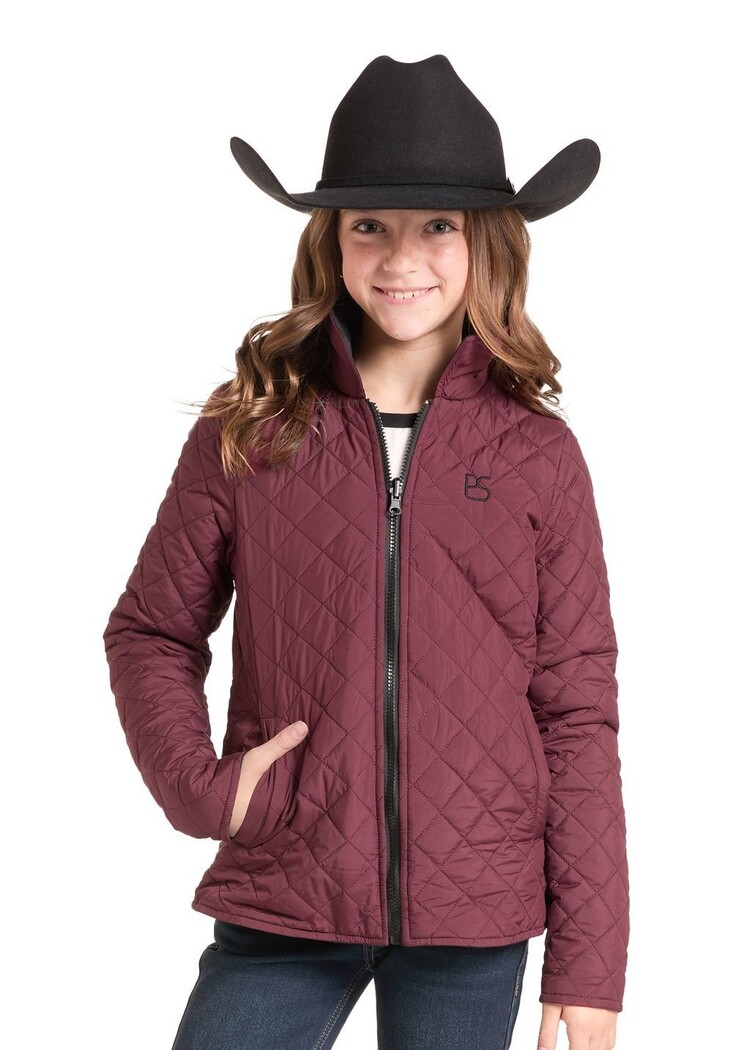 Powder River Youth Reversible Quilted Jacket Black Wine