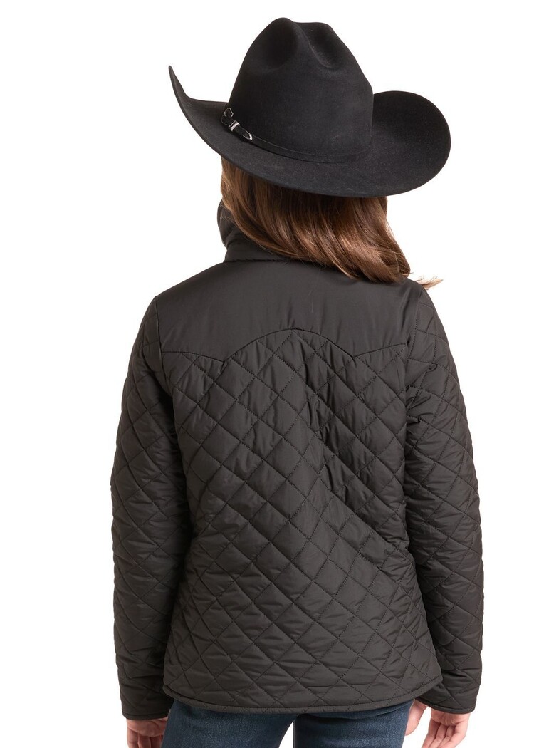 Powder River Youth Reversible Quilted Jacket Black Wine