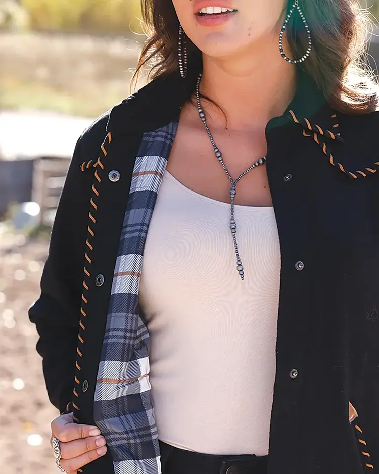 Cruel Denim Western Whipstitched Shirt Jacket Black