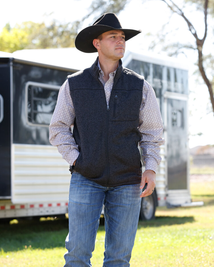 Cinch Zip Sweater Vest Charcoal