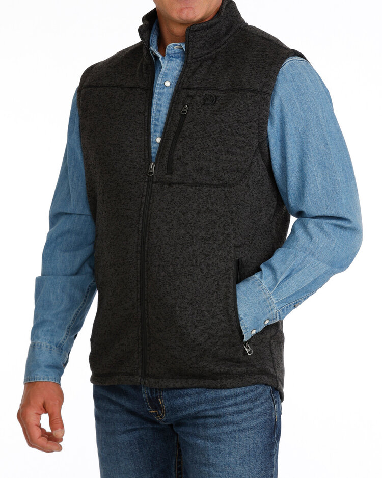 Cinch Zip Sweater Vest Charcoal