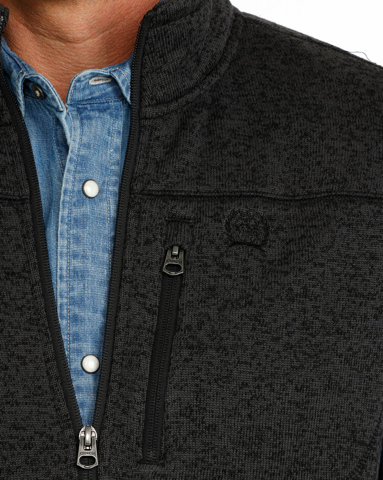 Cinch Zip Sweater Vest Charcoal