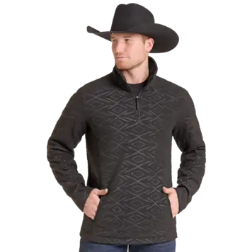 Panhandle Western Wear Embossed Fleece Pullover Black