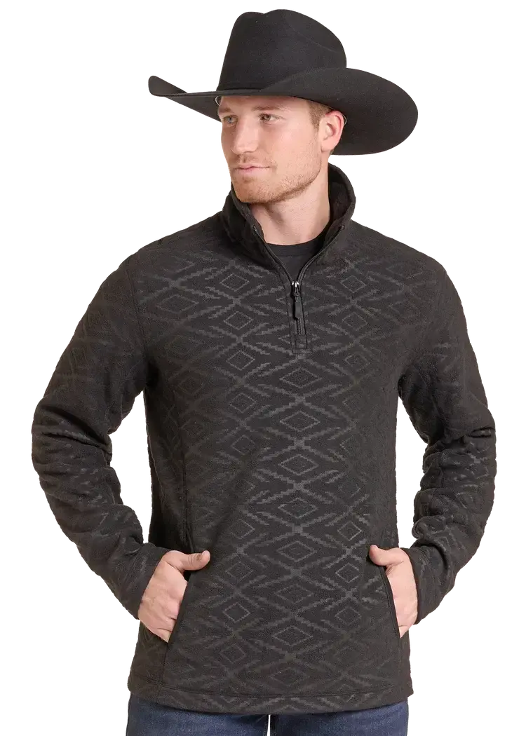Panhandle Western Wear Embossed Fleece Pullover Black