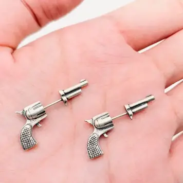 Sterling Silver Mini Pistol Ear Studs