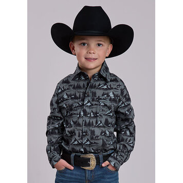Roper Youth Mountain Rider Snap Grey Black