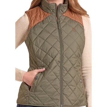 Panhandle Western Wear Two Tone Quilted Vest Olive