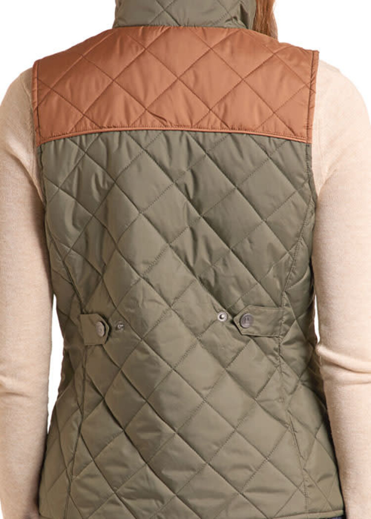 Panhandle Western Wear Two Tone Quilted Vest Olive