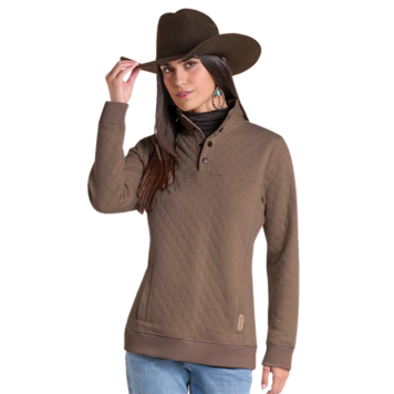 Powder River Quilted Knit Pullover Chocolate