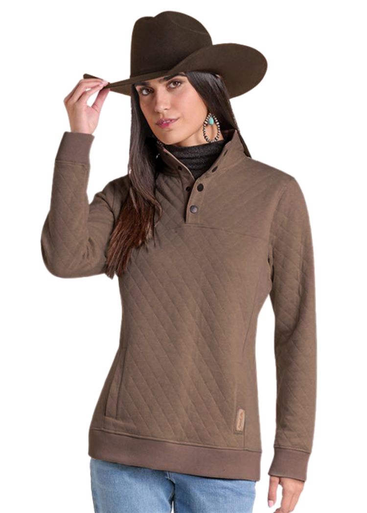Powder River Quilted Knit Pullover Chocolate