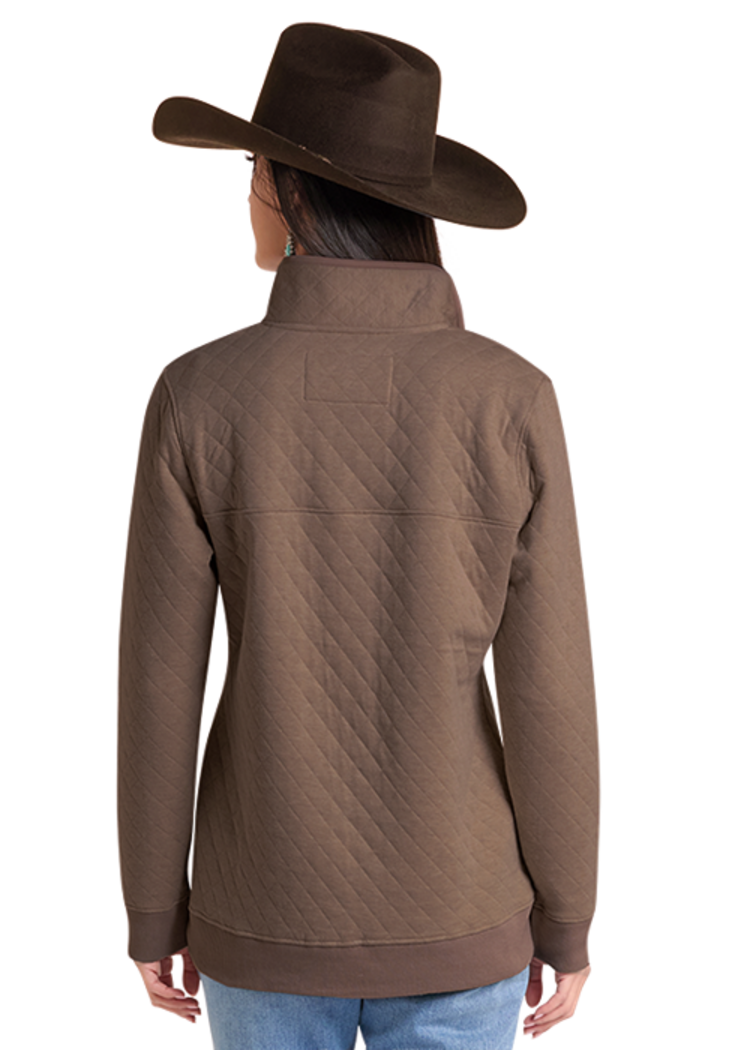 Powder River Quilted Knit Pullover Chocolate