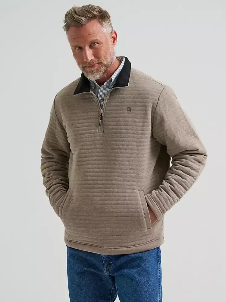 Wrangler George Strait 1/4 Zip Quilted Pullover Toast