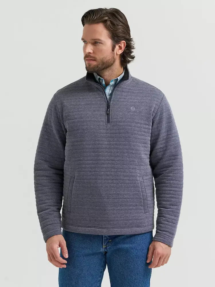 Wrangler George Strait 1/4 Zip Quilted Pullover Pacific