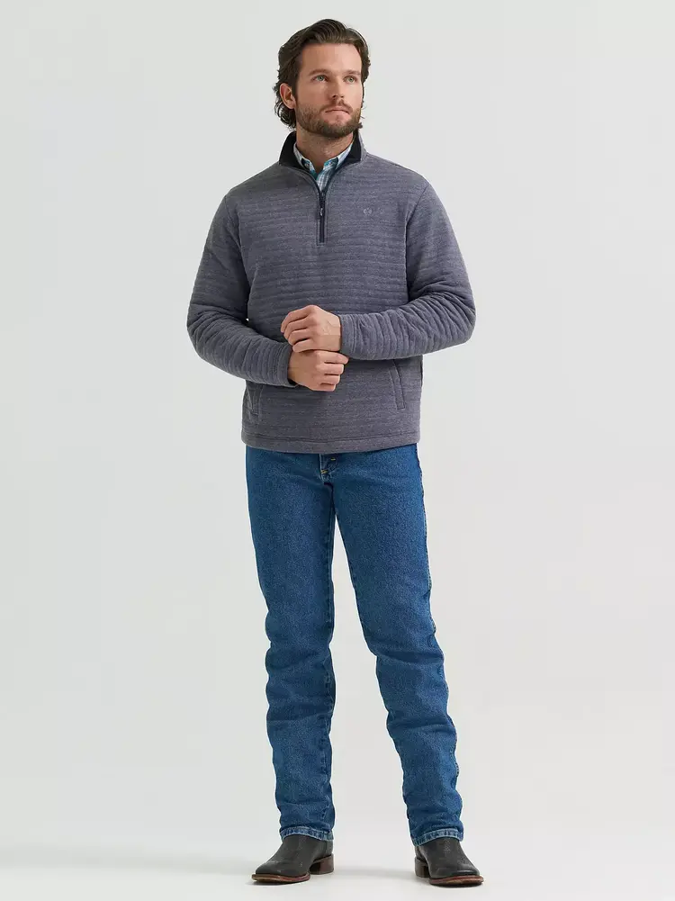 Wrangler George Strait 1/4 Zip Quilted Pullover Pacific