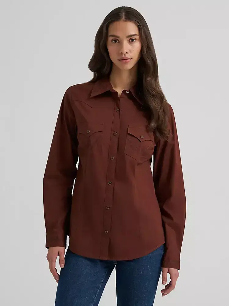 Wrangler Sierra Western Slim Snap Brown