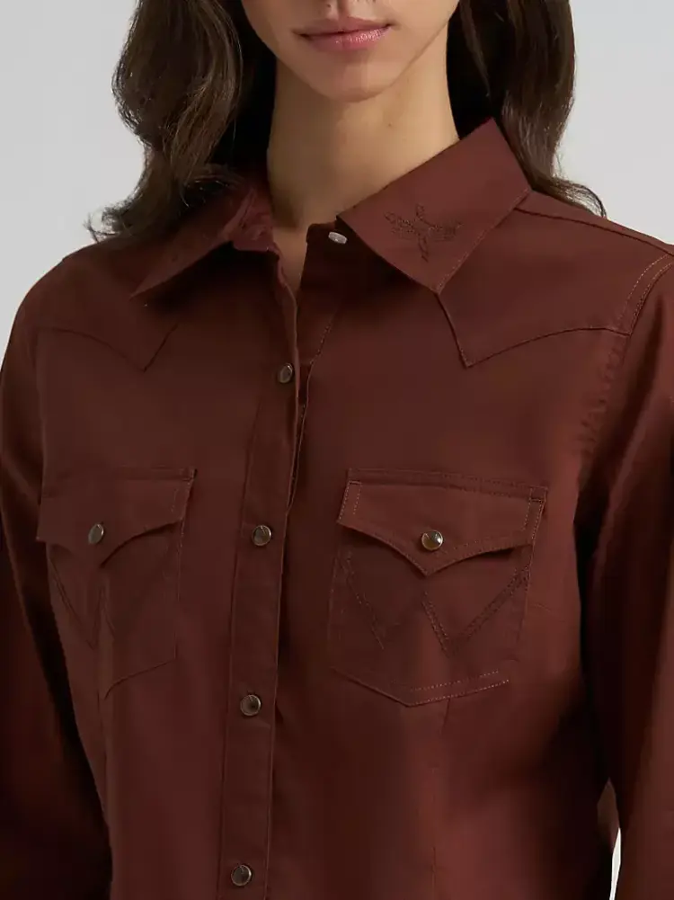 Wrangler Sierra Western Slim Snap Brown