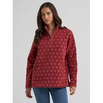 Wrangler High Plains Sherpa Zip Pullover Rose Horseshoe
