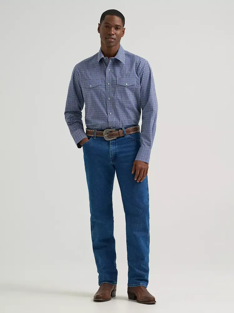 Wrangler Wrinkle Resist Plaid Snap Night Navy