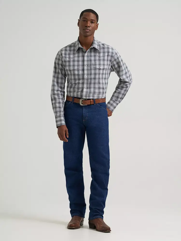 Wrangler Wrinkle Resist Plaid Snap Frontier Stone