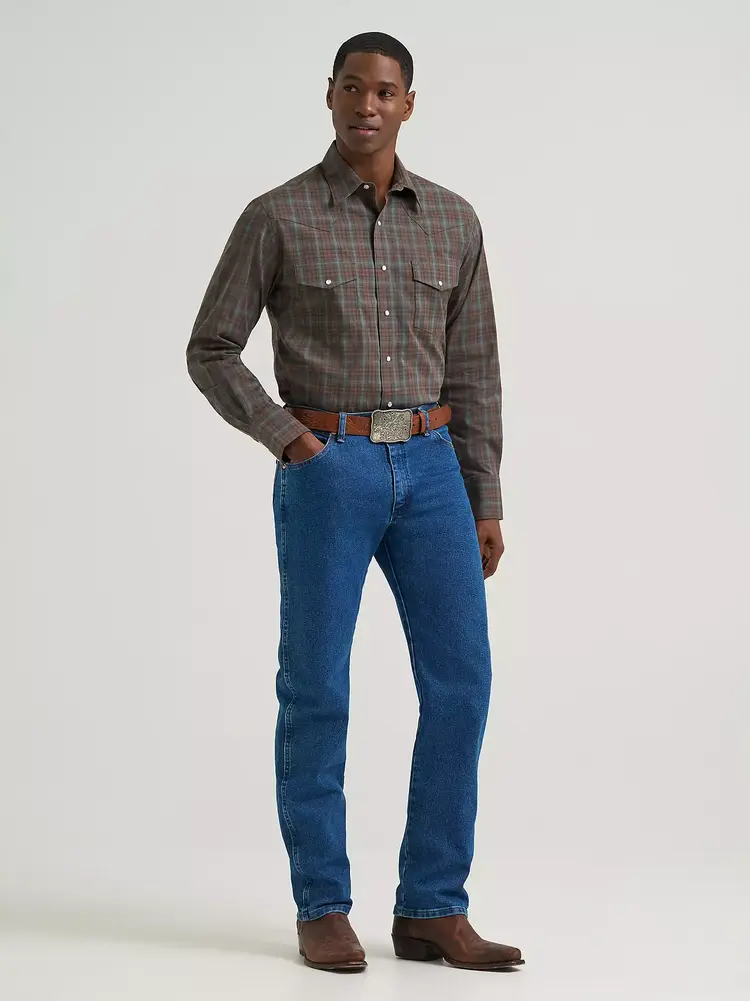 Wrangler Wrinkle Resist Plaid Snap Weathered Teal