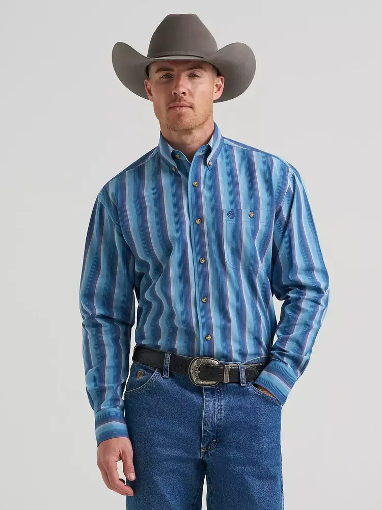 Wrangler George Strait One Pocket Button Blue Ombre