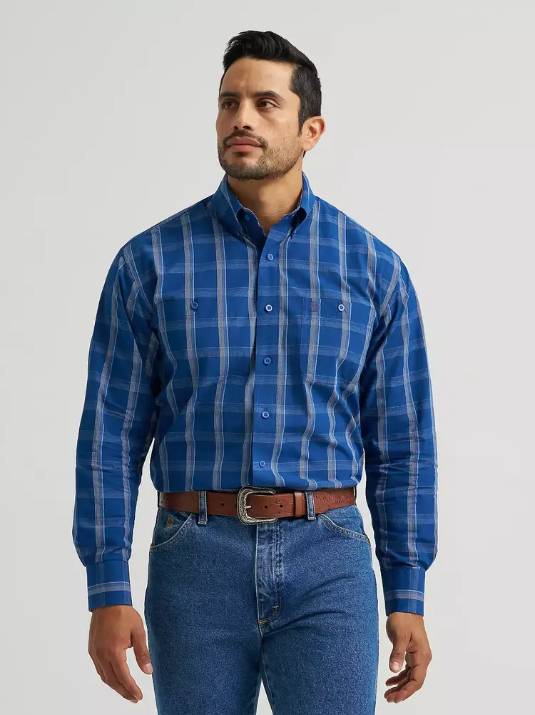 Wrangler George Strait Two Pocket Button Watery Tartan