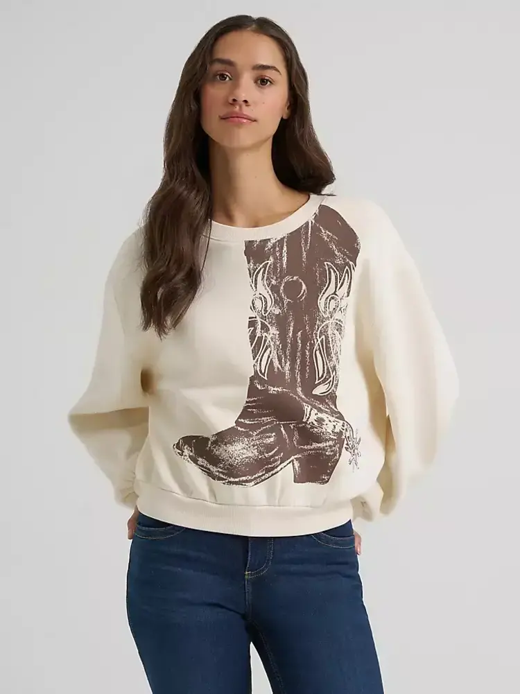 Wrangler Oversized Cropped Boot Pullover Cream