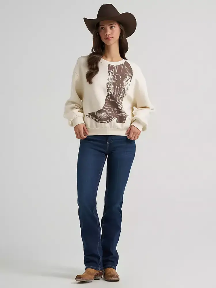 Wrangler Oversized Cropped Boot Pullover Cream