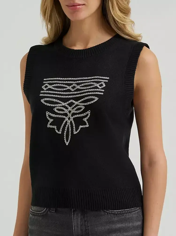 Wrangler Western Stitch Sweater Vest Black