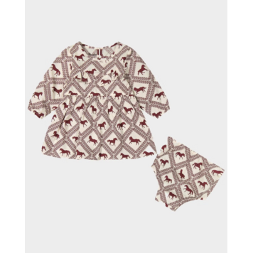 Wrangler Infant Toddler Burgundy Horse Print Dress