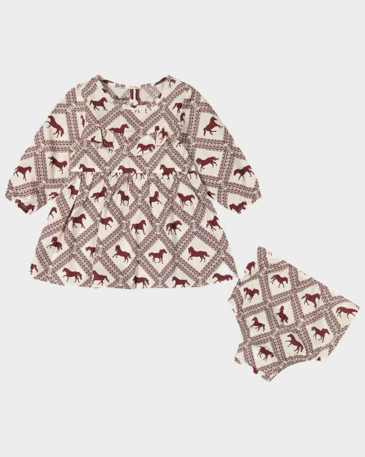 Wrangler Infant Toddler Burgundy Horse Print Dress