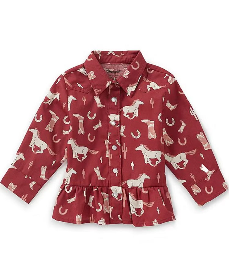 Wrangler Infant Toddler Horseshoe Cactus Snap Shirt