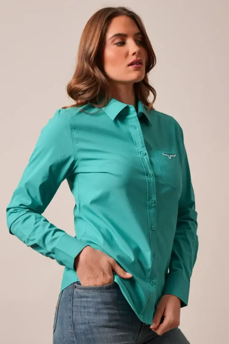 Kimes Ranch KR Team Shirt Button Down Teal